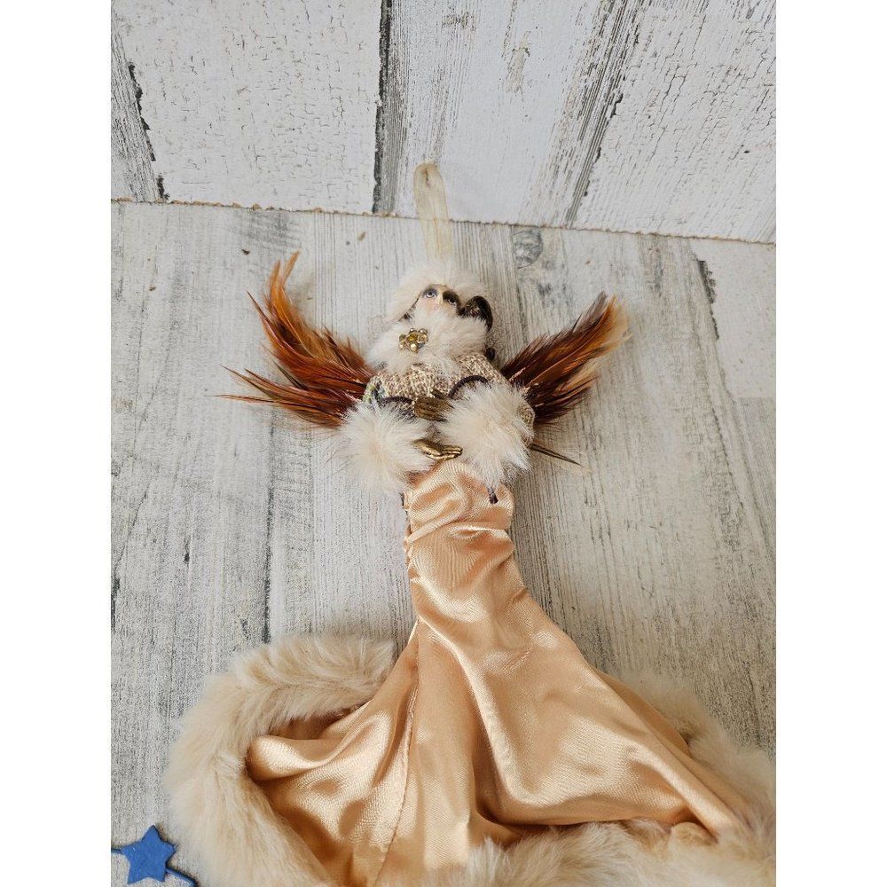 Unique Angel fashionista girl lady ornament Xmas decor Gold Brown